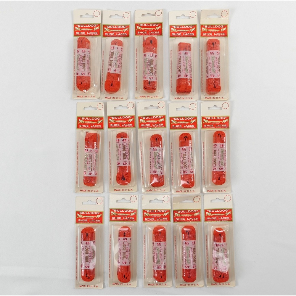 15 Pack Vintage Bulldog Shoe Laces 45 Inch Orange Flat Woven Made in USA NOS